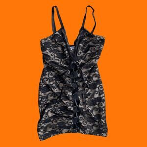 90's 00's vintage lace corset bodycon y2k micro mini dress XS